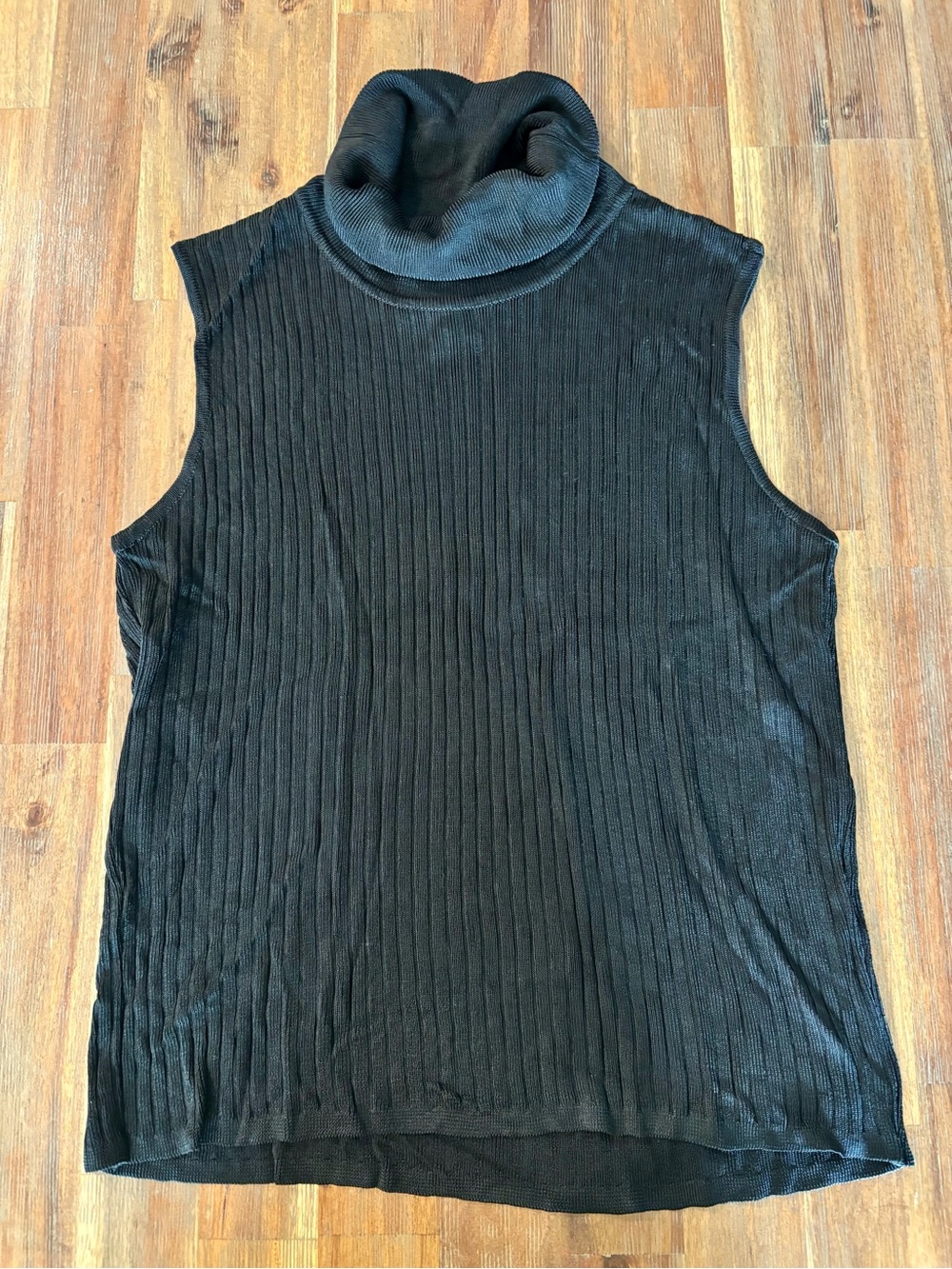 Emmanuel Ungaro Sleeveless Black Ribbed Turtleneck Top